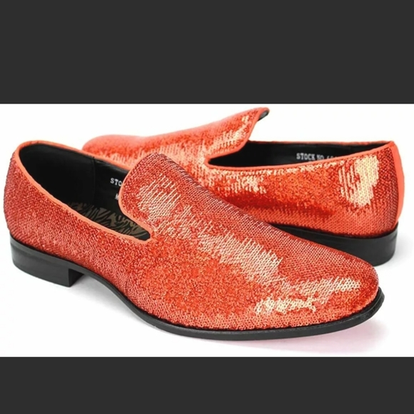 Mens Loafers Orange with Sequins